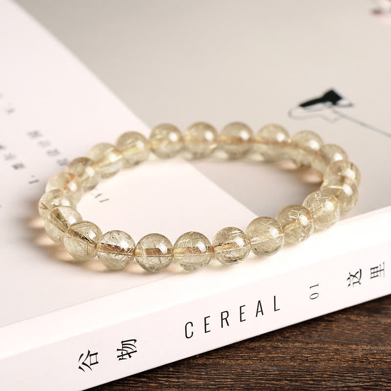 Natural Golden Rutilated Quartz Auspiciousness Protection Bracelet