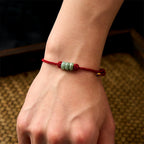 Handmade Braided Red String 3mm Jade Beads Protection Adjustable DIY Bracelet