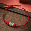 Handmade Braided Red String 3mm Jade Beads Protection Adjustable DIY Bracelet