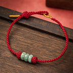 Handmade Braided Red String 3mm Jade Beads Protection Adjustable DIY Bracelet