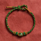 Five Color Hand Woven Green String Green Ingots And Plum Blossom Amulets Protection Adjustable Bracelet