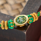 Five Color Hand Woven Green String Green Ingots And Plum Blossom Amulets Protection Adjustable Bracelet