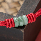 Handmade Red String Jade Protection Braided Sliding Knot Bracelet