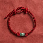 Handmade Red String Jade Protection Braided Sliding Knot Bracelet
