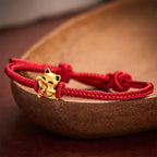 Handmade Braided Red String Golden Lucky Cat Fortune Adjustable Bracelet