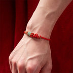Chinese Knotting Luck Jade Hand-Woven Adjustable Bracelet