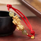 Copper Pi Xiu Fu Character Luck Red String Bracelet
