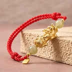 Copper Pi Xiu Fu Character Luck Red String Bracelet
