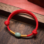 Jade Bead Red String Protection Bracelet
