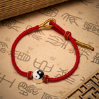 Hand-Woven Yin Yang Red String Lucky Adjustable Braided Cord Bracelet