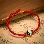 Hand-Woven Yin Yang Red String Lucky Adjustable Braided Cord Bracelet