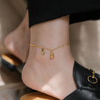 18k Gold Plated Copper Lucky Gourd Design Wealth Buckle Anklet