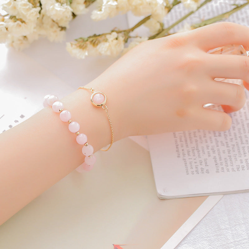 Sunstone Strawberry Quartz Crystal Positive Bracelet