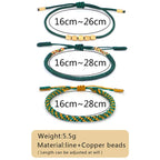 3 PCS Tibetan Copper Beads Healing Protection Luck Bracelet Set