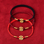 Copper Coin Strength Braided String Bracelet Anklet