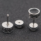 Cool Men Titanium Steel Balance Round Stud Earrings