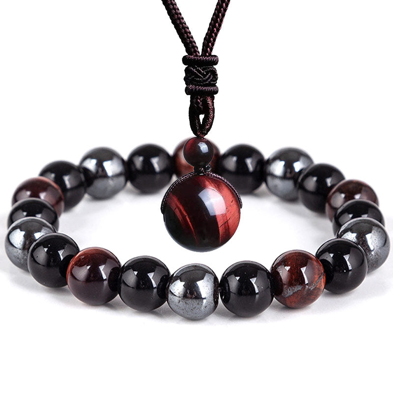 Tibetan Tiger's Eye Bracelet and Necklace Set