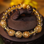 Natural Citrine Amethyst Rutilated Quartz Prosperity Protection Bracelet