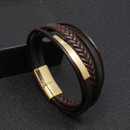 Simple Design Titanium Steel Leather Luck Bracelet