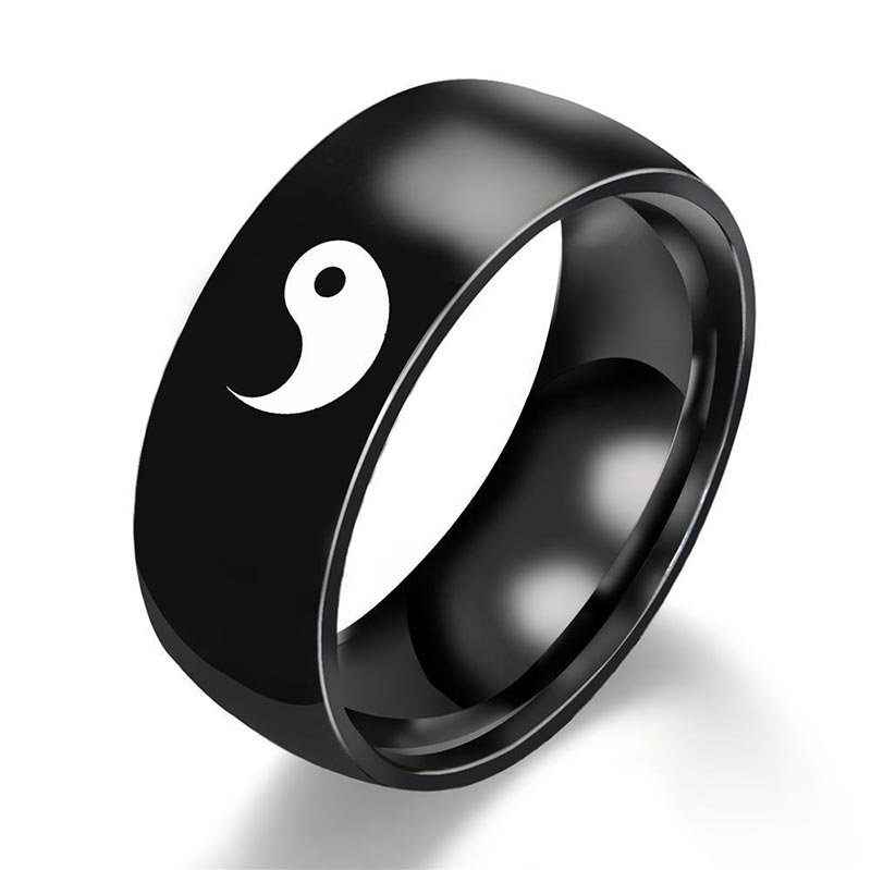 Yin Yang Balance Titanium Steel Couple Ring