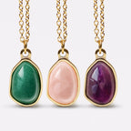 Natural Green Aventurine Amethyst Rose Quartz Blessing Necklace Pendant