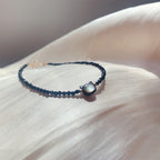 14K Gold Plated Black Spinel White Crystal Cute Cat Tridacna Stone Healing Bracelet
