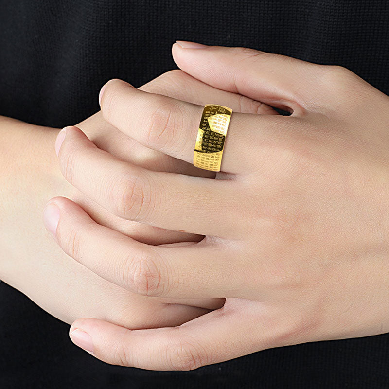 Feng Shui Buddhism Ancient Heart Sutra Lucky Ring