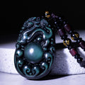 Tibetan Positive Rainbow Obsidian PiXiu Necklace