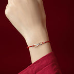 925 Sterling Silver Endless Knot Protection Luck Red String Bracelet Anklet
