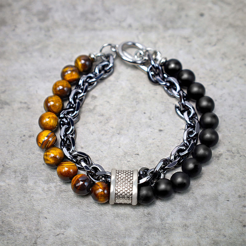 Natural Tiger Eye Lazurite Lapis Lazuli Protection Bracelet