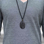 Tibetan Obsidian Ganesh Ganpati Elephant Wealth Amulet Necklace