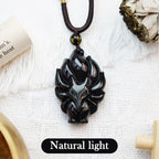 Natural Rainbow Obsidian Gold Sheen Obsidian Nine Tailed Fox Positive Necklace Pendant