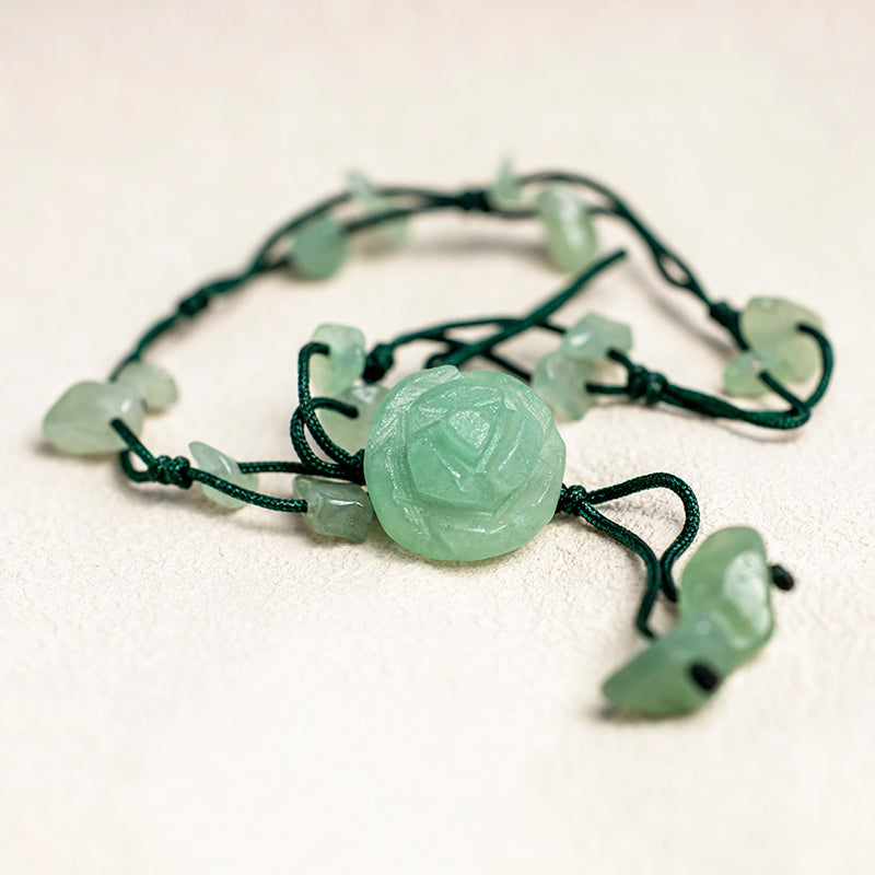 Amethyst Pink Crystal Green Aventurine Rose Inner Peace Healing Anklet