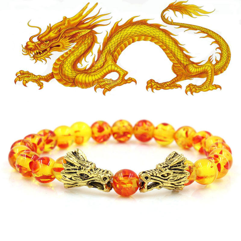 White Turquoise Lava Rock Dragon Blessing Beaded Bracelet