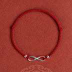 925 Sterling Silver Endless Knot Protection Luck Red String Bracelet Anklet