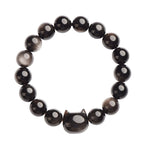 Gold Sheen Obsidian Silver Sheen Obsidian Lovely Paw Lucky Cat Protection Bracelet