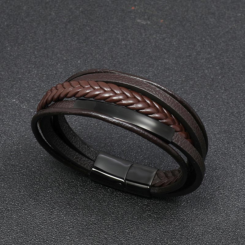 Simple Design Titanium Steel Leather Luck Bracelet
