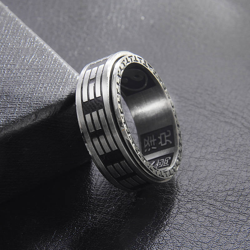 Bagua Yin Yang Titanium Steel Balance Rotatable Ring