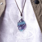 Natural Fluorite Gold Sheen Obsidian Fox Pendant Protection Necklace