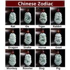 Natural Jade 12 Chinese Zodiac Success Pendant Necklace