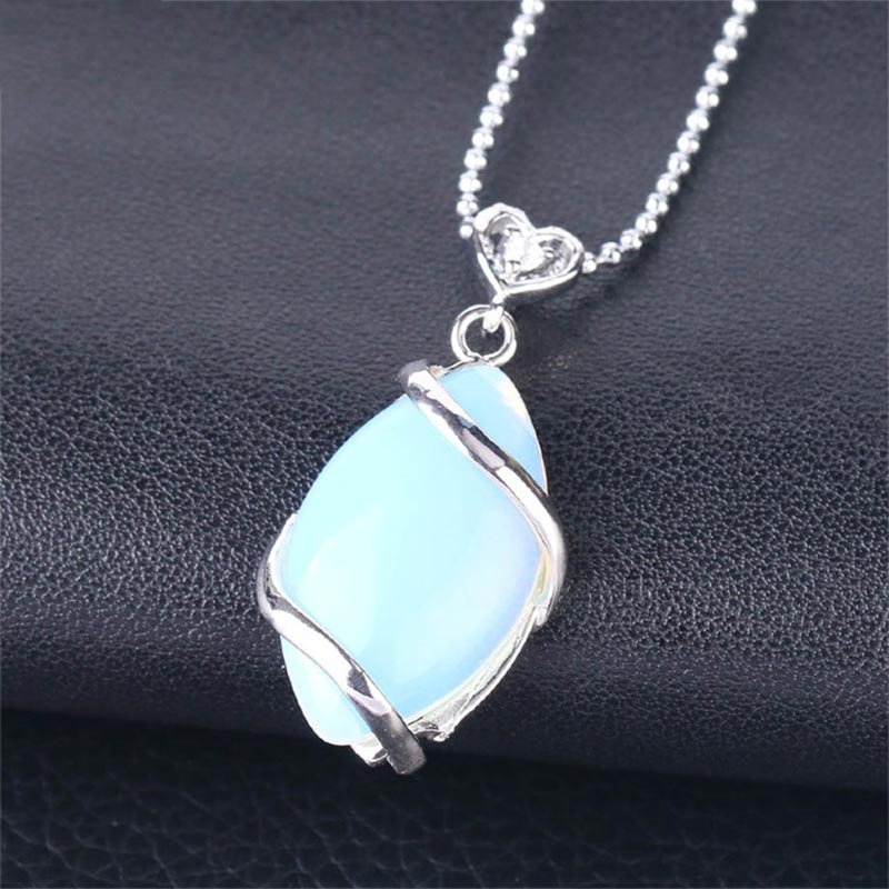 Marquise Pattern Natural Crystal Stone Charm Necklace Pendant