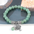 Natural Gemstone Tree of Life Lucky Charm Stretch Bracelet