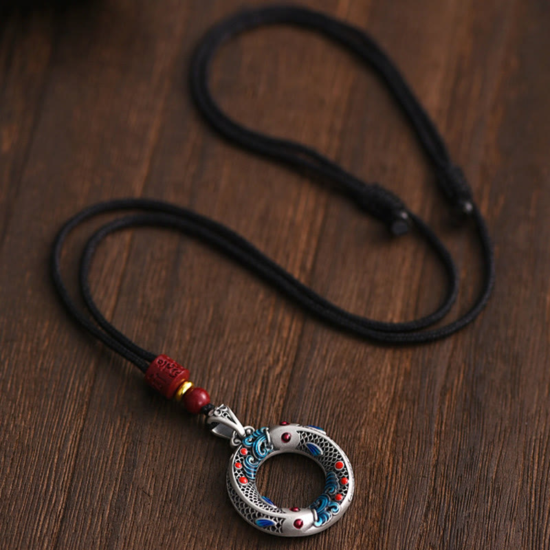 Koi Fish Peace Buckle Copper Wealth Luck Necklace Pendant