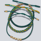 3 PCS Tibetan Copper Beads Healing Protection Luck Bracelet Set