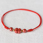 Four Leaf Clover Cinnabar Blessing Calm String Bracelet Anklet