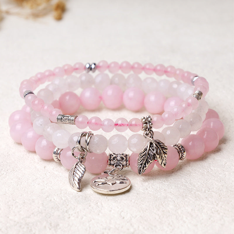 3PCS Natural Quartz Crystal Beaded Healing Energy Lotus Bracelet
