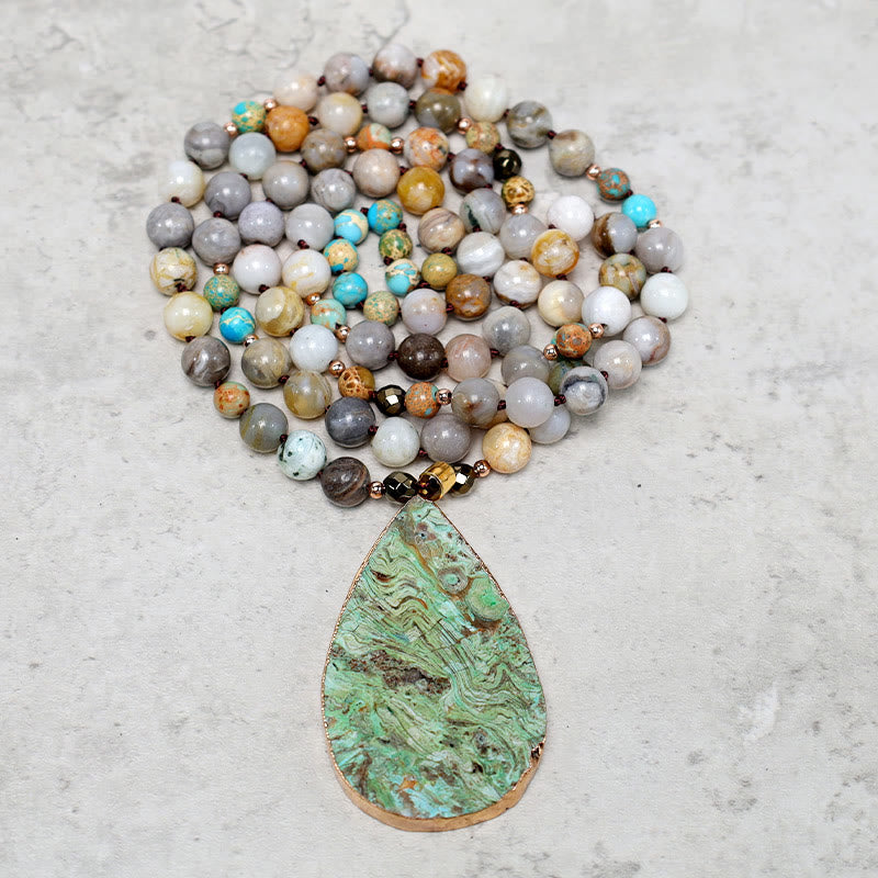 Natural Ocean Picasso Jasper Beaded Healing Necklace