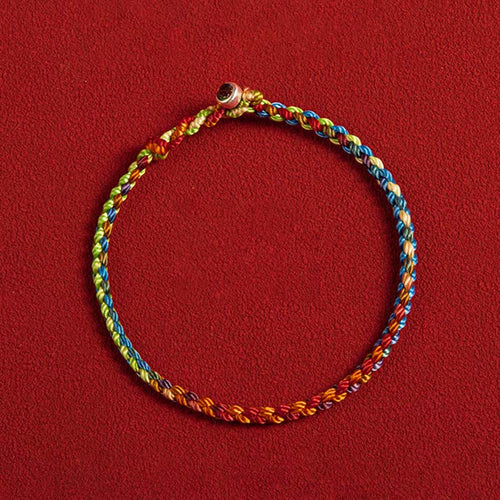 "May you be blessed with peace and safety in all four seasons" Lucky Multicoloured Bracelet