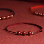 Natural Lucky Cinnabar Bead Blessing String Bracelet Anklet