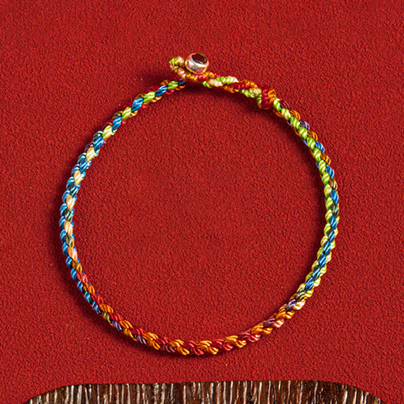 "May you be blessed with peace and safety in all four seasons" Lucky Multicoloured Bracelet